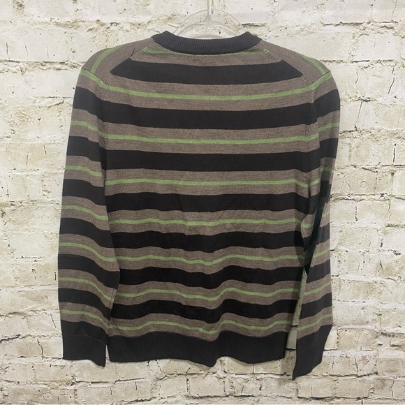 Gap Brown Green Striped Merino Wool V Neck Cardigan Sweater - Picture 3 of 4